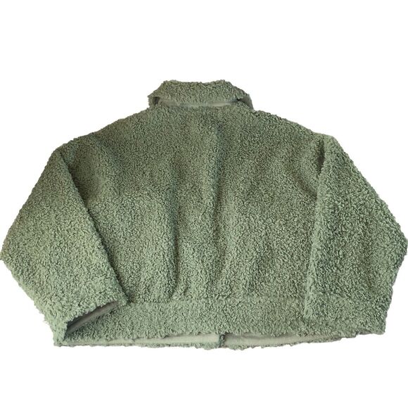 MOTF Faux Sherpa Crop Jacket Green Size Large - Picture 2 of 12